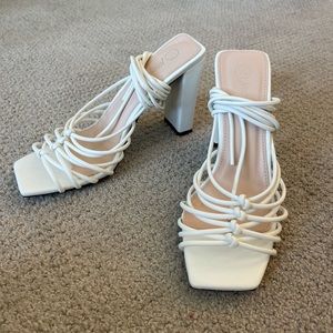 NEVER WORN Nasty Gal White Strappy 4" Heels